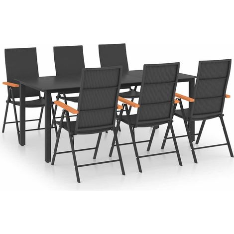 Maison Exclusive - Set da Pranzo da Giardino 7 pz Nero e Marrone (1/5)