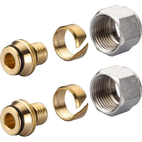 Raccords à Compression 2 Pièces, Laiton Euroconus 3/4 Filetage, 16 x 2.2 mm Raccord Multicouche Collecteurs, Vannes Chauffage Plancher, Montage Sans Sertir (1/5)