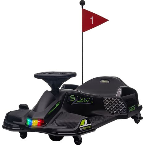 HOMCOM Go Kart per Bambini Elettrico Età 8-12 Anni Velocità 3-8 km/h Nero