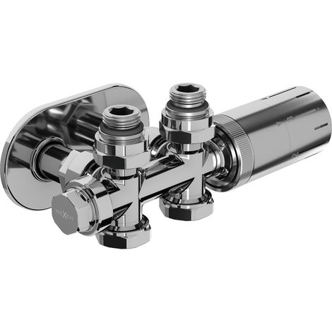 Mexen G05 Thermostat-Set Winkel/gerade mit Rosette R, Duplex, DN50, Chrom - W908-958-905-01 (1/3)