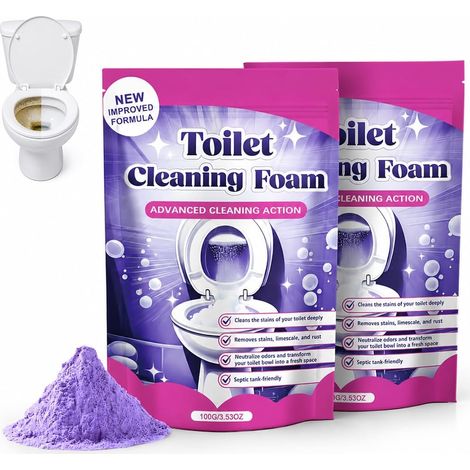 2 Pièces Toilet Cleaning Foam,Nettoyant Wc,Mousse De Nettoyage Pour Wc,élimination Puissante Des Taches Sans Contact,Pour Un Résultat éclatant Sans Effort(100g) (1/5)