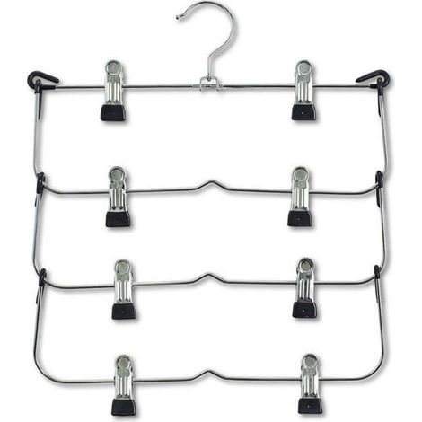 Cintre multiple - Zeller - Porte-jupes et pantalons - Métal chromé - Caoutchouc - 32 x 36 cm (1/3)