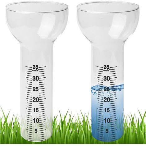 Lot de 2 pluviomètres en verre de rechange pour les mesures de 1 à 35 mm, en verre, jauge de pluie, en forme d\'entonnoir pour affichage de l\'eau de jardin en plein air pour la pluie (1/5)