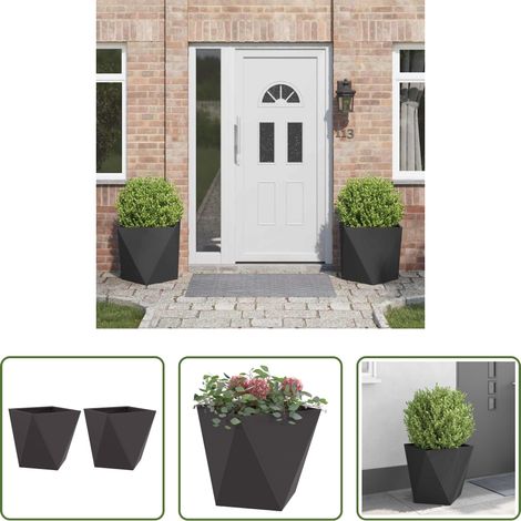 Terrassenpflanzer - Pflanzkübel 2 pcs Schwarz 50 x 50 x 50 cm Stahl (1/5)