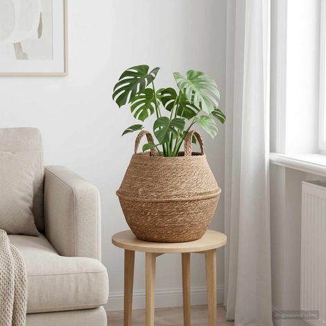 vidaXL Plant Pot with Handles Natural 脴 32 x 32 cm 100% Seagrass (1/5)