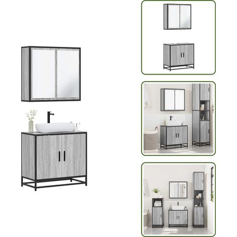 Armario de lavabo - vidaXL Set de muebles de baño 2 pzas madera contrachapada gris sonoma - Muebles de baño de madera contrachapada