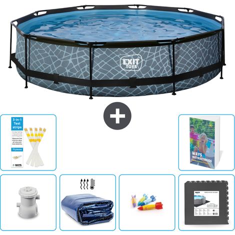 Exit Pool Rund - Steinoptik - 360x76 cm - 7-teilig S177