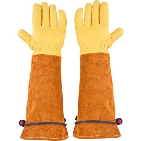 Gants de Gardinage Longs en Cuir Pour Homme et Femme, Résistants Aux Épines, Pour la Taille des Rosiers, Gants de Protection Pour le Jardinage et le Travail du Bois, Taille L (1/5)