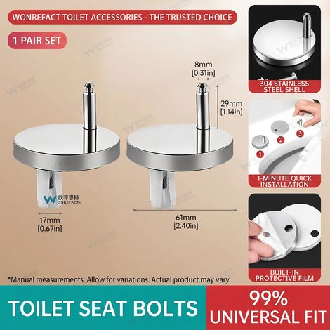 (BLANC) Pièces de rechange universelles pour abattant de toilette : butoirs, connecteurs, charnières, kit de quincaillerie, accessoires de fixation, accessoires de réparation de salle de bain (1/5)