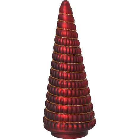 ALBERO DECORATIVO NATALIZIO IN VETRO ROSSO OPACO CON STRASS KAEMINGK D12X30 CM