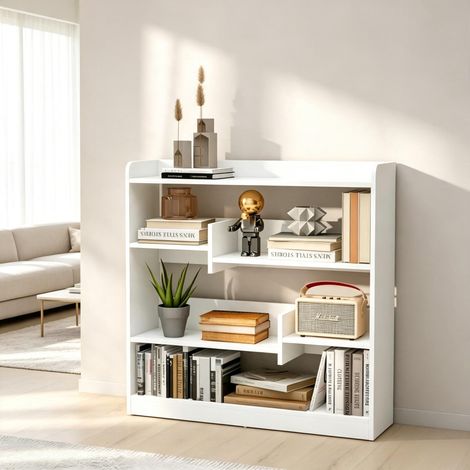 Étagère autoportante fonctionnelle, bibliothèque contemporaine à casiers ouverts, idéale comme cloison de séparation, meuble de rangement polyvalent pour salon et bureau. (1/5)