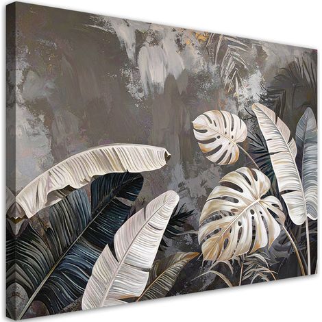 Bilder Monstera- und Bananenblätter auf grauem Hintergrund 30x20 (1/5)