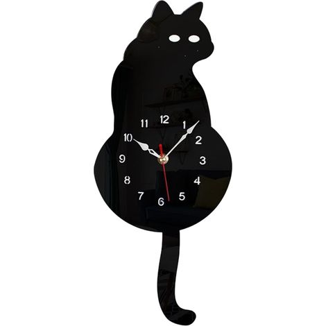 Pendule Murale Chat Pendule Chat Vintage Silencieuse Mignonne à Queue Pendule Animal À Queue Oscillante Pour Intérieur Chambre Cuisine Bureau Décoration Murale Amusante Pour Amateurs (1/5)