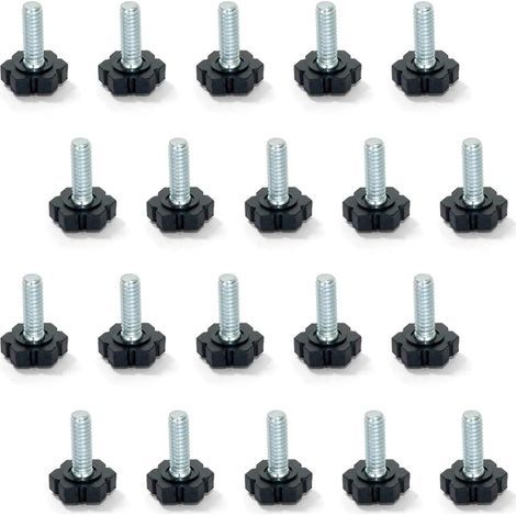 Furniture Leveling Feet, M6x20mm Thread, Pack of 20, Black/Silver (1/5)