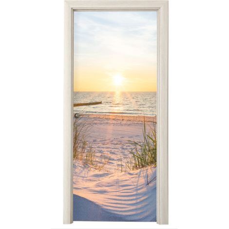 PEGATINA DE PUERTA Playa - Sol - Duna - Hierba - Arena - Horizonte Cuadros Para Dormitorio (1/5)
