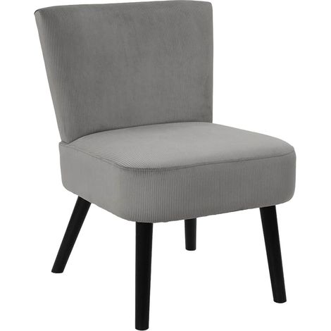 Altobuy – Fauteuil crapaud en velours côtelé gris – Design moderne – Rembourrage mousse polyuréthane – Dimensions 55x63x76 cm