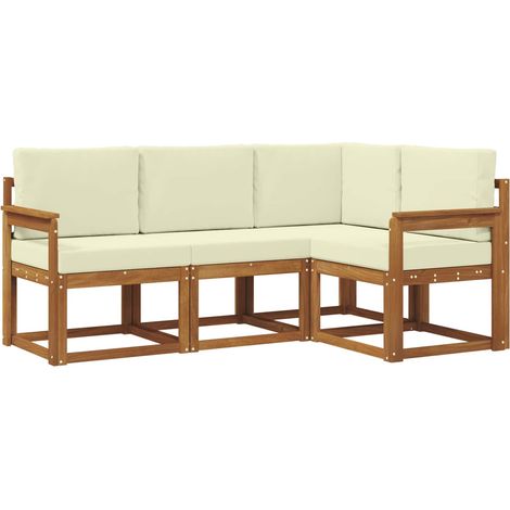 Conjunto de sofás de exterior 4 uds. Natural y Crema vidaXL (1/5)