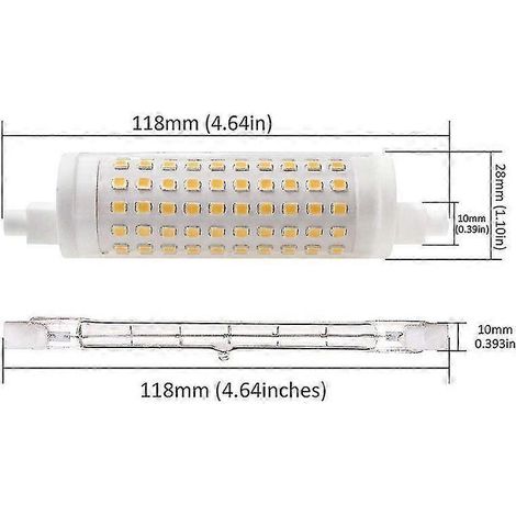 Auspicious - Lot de 2 ampoules LED linéaires dimmables 15 W R7S 118 mm, culot J118 T3, 220 V, diffusion à 360°, équivalent 1500 lumens (halogène 150 W), blanc chaud 3000 K (F). (1/5)