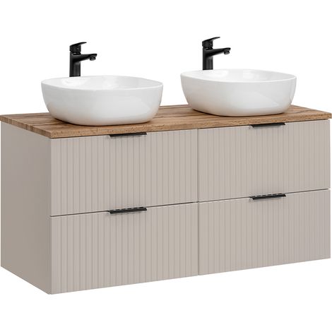 Doppelwaschtisch 120cm Adriel mit 4 Schubladen, Beige