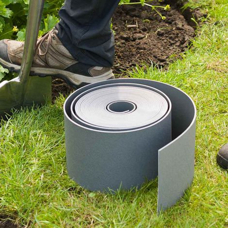 NATURE Bordo da giardino in polipropilene - Spessore 3 mm - H 15 cm x 10 m - Grigio