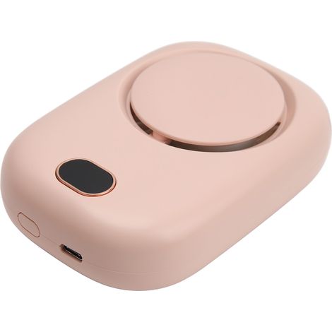 Ventilateur de cou portable rechargeable par USB, sans pales, avec grand indicateur de puissance du vent, petit ventilateur de cou rose (1/5)