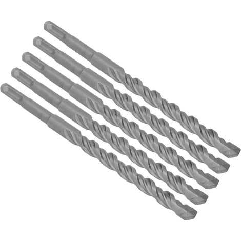 Lot de 5 forets à percussion à pointe carbure, 2 goujures, pour brique et béton, 210 mm, 14 mm / 0,55 po (1/5)