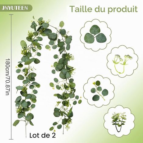 Guirlandes Eucalyptus Artificiel, Guirlande Végétale Décorative 1,8m, Composition Fleurs Blanches Décoration Intérieur (1/2)
