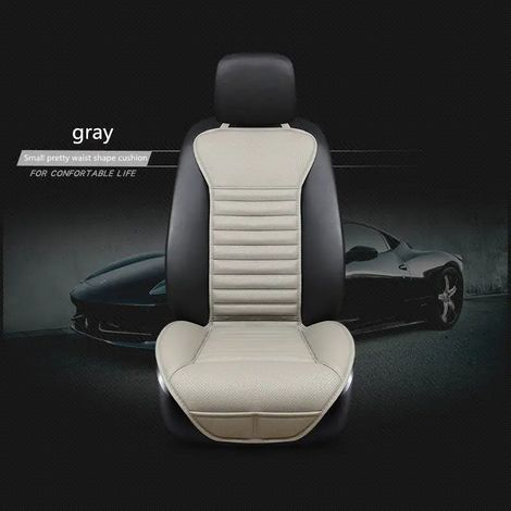 Coussin de siège auto en cuir artificiel, joli coussin lombaire haut de gamme en charbon de bambou, tapis de sol arrière pour voiture monoplace, revêtement en cuir et peau de charbon de bambou. (1/5)