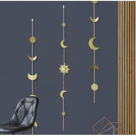3-teilige Mondphasen-Girlande aus Metall im Boho-Chic-Stil, Mondphase D