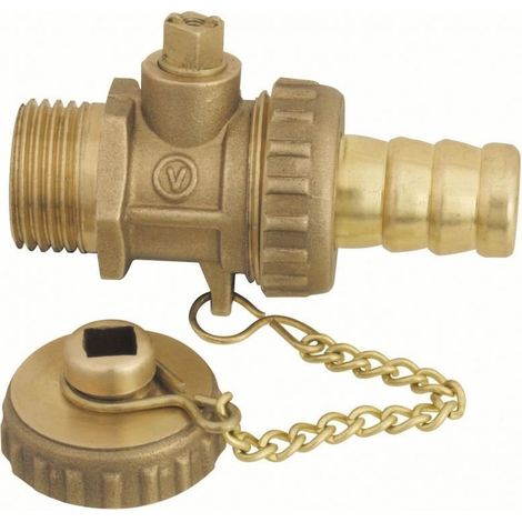 Válvula de bola de drenaje con conector de manguera y tapa, granallada, 1/2 pulgada