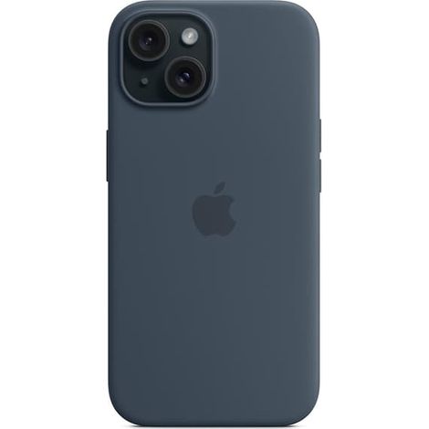 Coque pour iPhone 15 compatible MagSafe, en silicone résistant aux rayures, bleu foncé