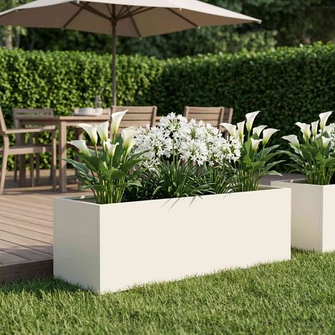 Cache-pot de jardin Blanc 80 x 30 x 30 cm Acier laminé à froid (1/5)