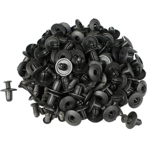 100pcs 8mm Dia Hole Plastic Car Rivet Fasteners Black