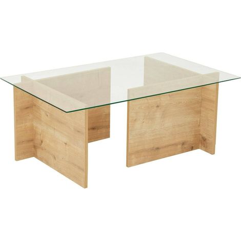 Table basse Teti, range-revues, rectangulaire, structure chêne nuancée, 105x65x40h cm, brun chêne (1/5)