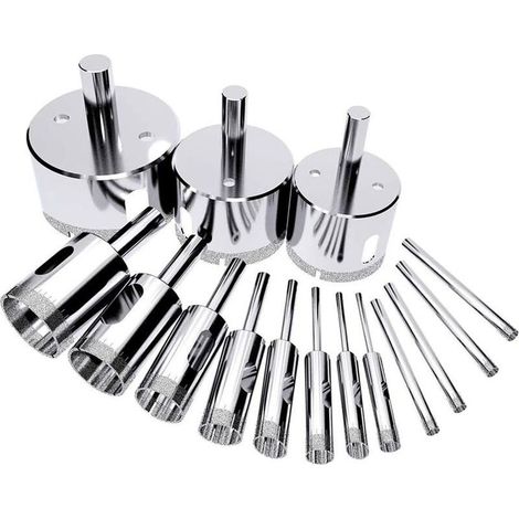 15 pièces Foret Diamant Forets Scies Cloche Trou Scies Foret Diamant Trépan Diamant scie clocCarrelage pour Verre, Céramique, Porcelaine, MarbrCarrelage et Granite, 6mm-50mm (1/5)