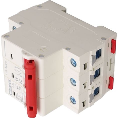 Disjoncteur miniature CC pour systèmes photovoltaïques, tripolaire, 20 A, montage sur rail DIN, capacité de charge segmentée 6000 A, 750 V CC, DZ47s 63Z C20 (1/5)