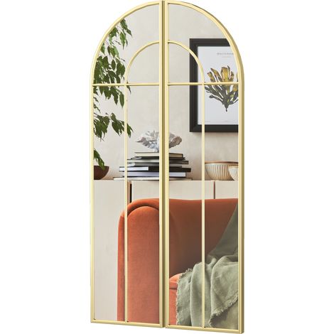 Miroir mural arc doré 30x120 cm grand miroir décoratif cadre métallique salon chambre couloir