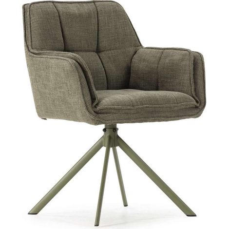 Pack de 2 sillones giratorios modelo Kiko tapizado textil verde, patas verde, 84cm(alto) 60cm(ancho) 67cm(largo) (1/5)