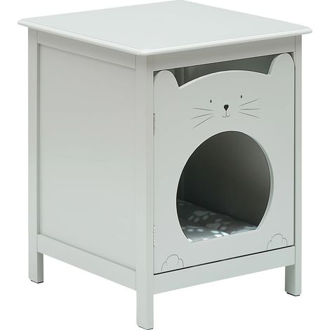 Comodino dal design moderno, con funzione cuccia per animali domestici, grigio chiaro (1/2)