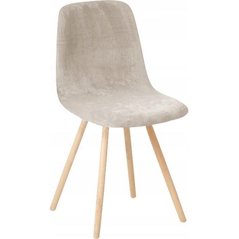 FUNDA DE SILLA ESCANDINAVA DE TERCIOPELO ELÁSTICO COLOR BEIGE CAPUCHINO [21.ª ED.] (1/5)