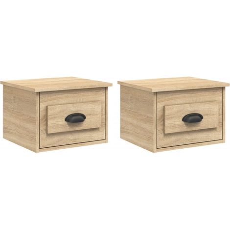 vidaXL Wand-Nachtkommoden 2 Stück Sonoma-Eiche 41,5x36x28 cm (1/5)
