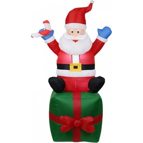 Autres décorations de Noël, Décoration de Noël gonflable de 1,8 m, Décoration Père Noël avec piquets en corde, Décoration cadeau de Noël durable, Convient aux jardins intérieurs et extérieurs (1/4)