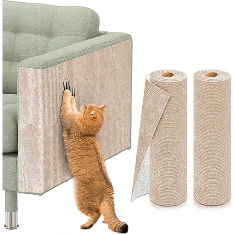 Lot de 2 Griffoir Chat Canapé Auto-adhésif, Protection Canape Chats Tapis - 30  100cm Beige - Anti Griffe Tapis Griffoir Chat DIY Trimmable pour Protège Meubles Porte (1/5)