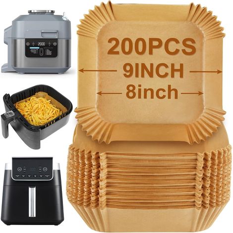 200 feuilles de papier sulfurisé pour friteuse à air chaud, 20 cm de large, accessoires de cuisine pour friteuse à air chaud (1/5)