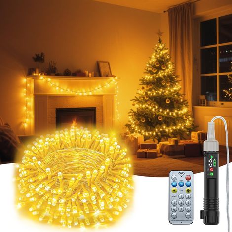 Guirlande Lumineuse LED Rechargeable 20M avec Télécommande - 8 Modes Étanche IP44 Décoration pour Jardin, Noël, Fête, Mariage Blanc Chaud & Multicolore