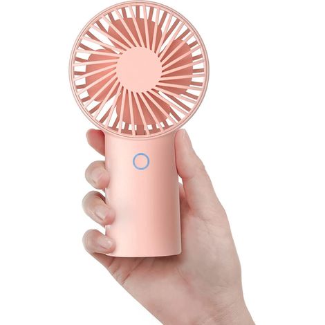 Tragbarer, pinkfarbener Mini-Handventilator (4000 mAh), kleiner, per USB aufladbarer Ventilator (5–20 Stunden Betriebszeit), batteriebetriebener persönlicher Ventilator