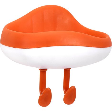 Boîte à savon de drainage à suspendre au mur ,en forme de nuage, crochet de dessin animé sans perçage(orange) (1/5)