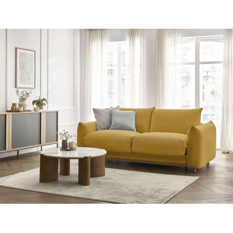 BOBOCHIC - Canapé droit convertible ERNEST ouverture express 140x190 Jaune (1/5)