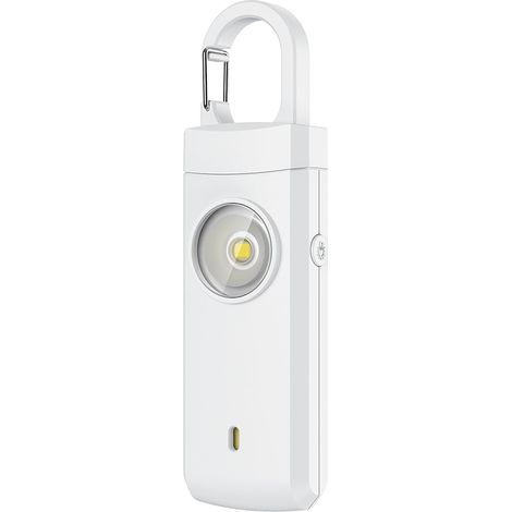 Alarme personnelle - Alarme de poche 130 dB - Cadeau de Noël ou d'anniversaire pour étudiants, travailleurs, personnes âgées, enfants, blanc (1/5)