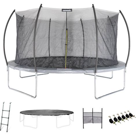 Trampoline 490cm with inner net and accessory pack Grey 487x487x90 cm - Jupiter Inner XXL